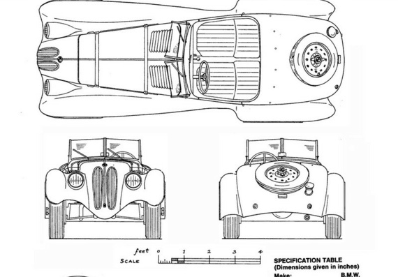 BMW 328 (1936-1940) (BMV 328 (1936-1940)) - drawings (drawings) of the car